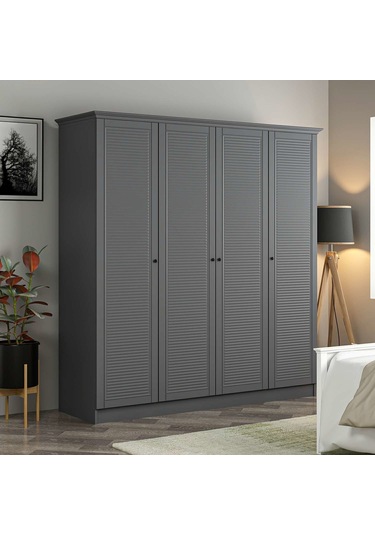 Kale 4 Kapaklı 2ç Taçlı Dolap Antrasit Mebran Panjur Antrasit 210cm Antrasit