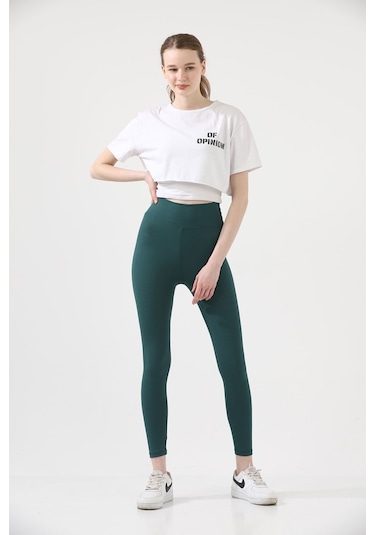 Kadın Fitilli Yüksek Bel Toparlayıcı Tayt Yeşil