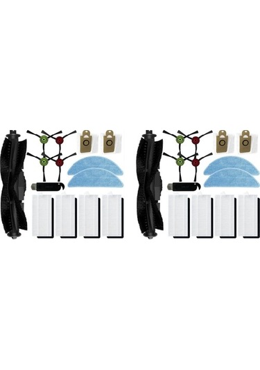 Unimarket 2x Q6 Robot Süpürge Yedek Parça Seti - Yan Fırça, Hepa Filtre, Toz Torbası, Paspas Adaptör