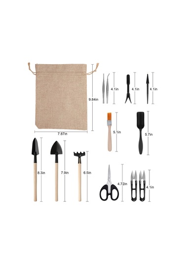 Qingmipy 13 Parçalık Mini Bahçe Alet Seti - Sukulent, Kaktüs Ve Bonsai Dikimi İçin Pratik Çapa, Makas Ve Fırça Takımı