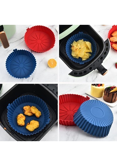 Gri Hava Fritözleri Fırın Pişirme Tepsisi Kızarmış Tavuk Sepeti Mat Airfryer Silikon Bakeware Gri