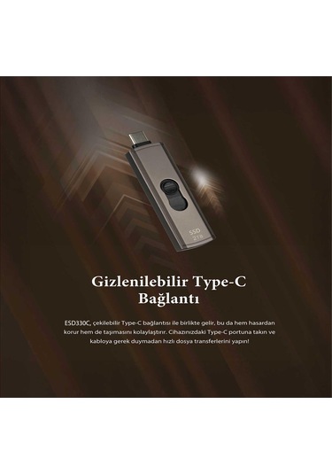 Transcend TS512GESD330C 512 GB Type-C Gizlenebilir Başlıklı Taşınabilir Metal Kasa SSD