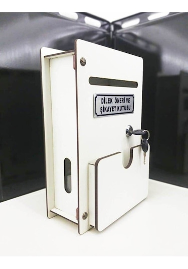 Beyaz Cepli Ahşap Dilek Öneri Ve Şikayet Kutusu