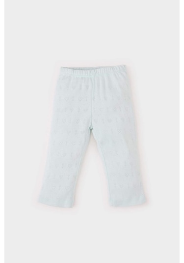 DeFacto Kız Bebek Pijama Takımı Ribana Uzun Kollu Üst Beli Lastikli Uzun Alt E0766A525SPBE61 Mavi