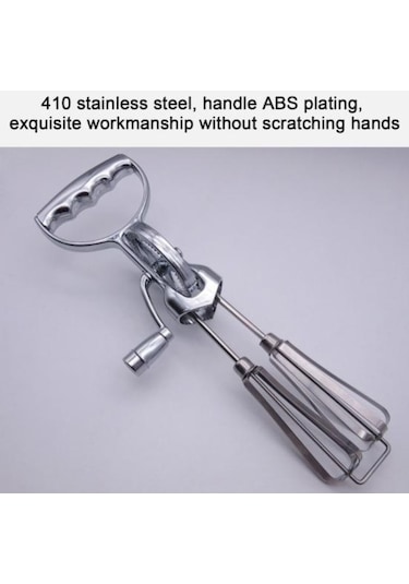 Ulzyvf Yumurta Yönlü Temizlemesi Sap Paslanmaz Mutfak Mikser Manuel Mağaza Kolay Kafa Ergonomik El Döner Çok Çırpma Çırpıcı Çift Çelik Blender Aleti Me Gümüş