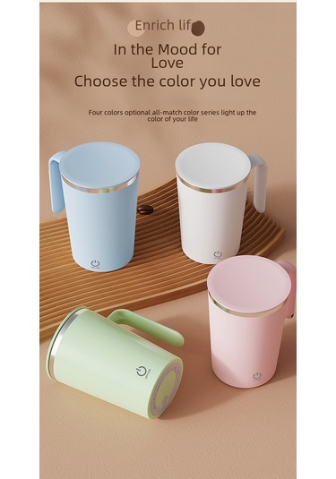 Reedark Stainless Steel Otomatik Manyetik Karıştırıcı Bardak, 380ml Taşınabilir Kahve Fincanı, Temizliği Kolay Portatif Mug Beyaz Beyaz