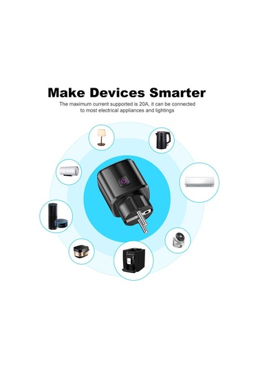 Tuya Akıllı Wifi Bluetooth Ab Fişi 20a Soket Güç İzleme Zamanlayıcı Çıkış Çocuk Kilidi Google Home Alice Smartthings Alexa Siyah