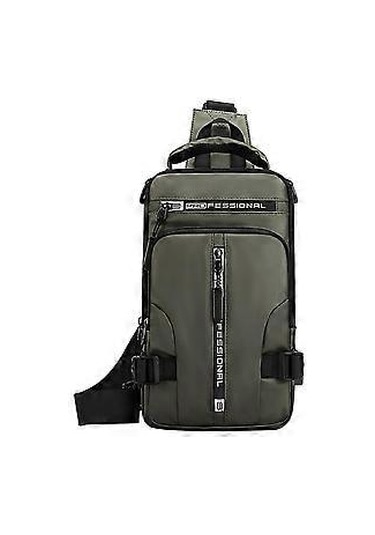 Erkek Omuz Çantası, Çapraz Askılı Çanta, Usb Portlu Hırsızlığa Karşı Göğüs Çantası Omuz Çantası Yeşil