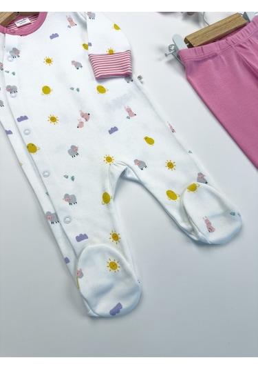 Sezgibaby Kisecik 4'lü Kız Bebek Tulum Çoklu Set Pembe