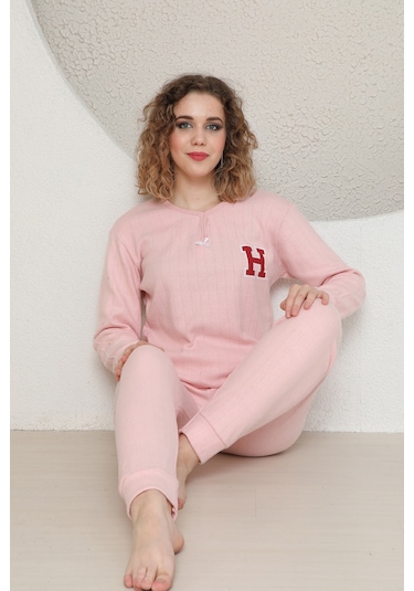Sleeproom Fitilli Mevsimlik Kadin Pijama Takim Pudra