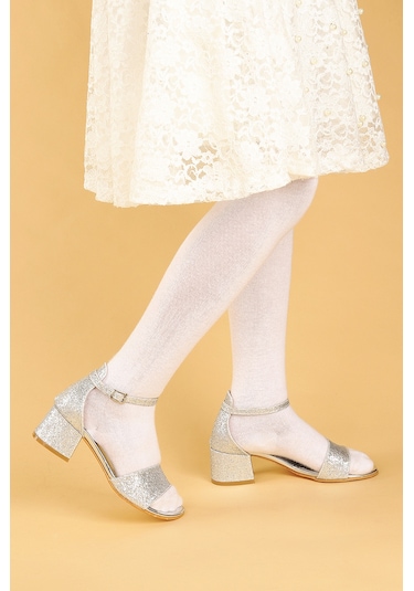 Kiko Kids 769 Kum Simli Günlük Kız Çocuk 4 Cm Topuklu Sandalet Ay Çok Renkli