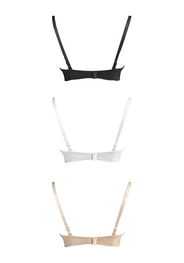 Balenli Toparlayıcı Dolgusuz Straplez Lotus Sütyen 3'lü Paket Çok Renkli