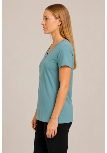 Axxel Kadın Mint Yeşil Kısa Kollu Pamuklu Oversize Rahat Kesim T-shirt-d804-k Mint Yeşili