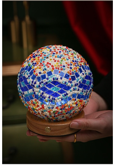 Relaxed Gece Lambası Yaratıcı Şarj Masa Lambası Dekoratif Cam Lamba- Normal Usb Plug-in Sıcak Renk Amfiz-13 Siyah