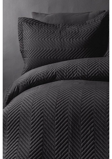 Simply Çift Kişilik Yatak Örtüsü Set Antrasit