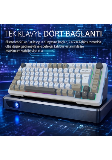 Ikg-455 Empousa Gasket Blue Swıtch Rgb Mekanık Gamıng Klavye Beyaz