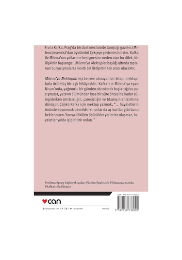 Milena'ya Mektuplar - Franz Kafka - Can Yayınları