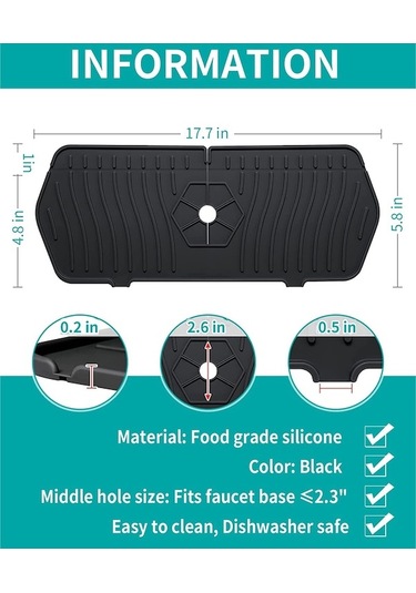 Besthome1 Yeşil Mutfak Muslukları İçin Su Tokuşu Önleyici Silikon Mat - Havuza Akıtır, Lavabo Yuvarını Kuru Tutar Yeşil