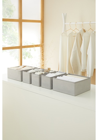 Ocean Home Textile 6'lı Gri Balıksırtı Çekmece İçi Düzenleyici Kutu 2 Adet 28 x 28 x 13 / 2 Adet 28 x 13 x 13 / 2 Adet 14 x 14 x 13 cm