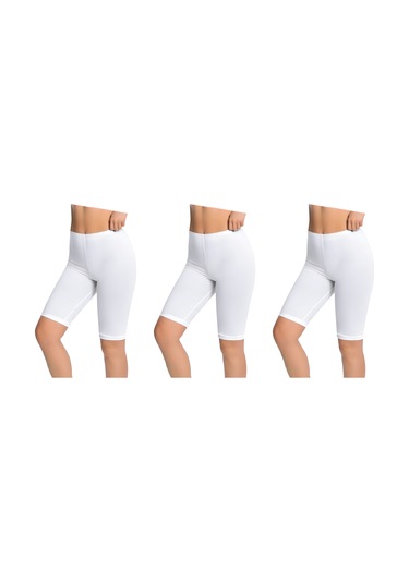 İyteks Kadın Likralı Diz Üstü Tayt 3'lü Paket 1005 Beyaz