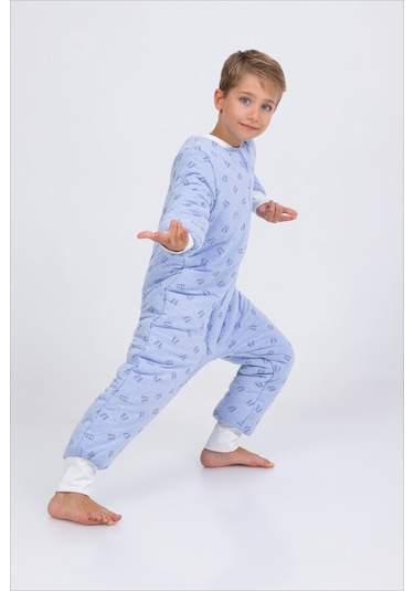 Erkek Çocuk Uyku Tulumu 6-9 Yaş Kalın Elyaf Dolgulu Premium Kalite 2.5 Tog-mavi-siyah-beyaz Mavi - Beyaz