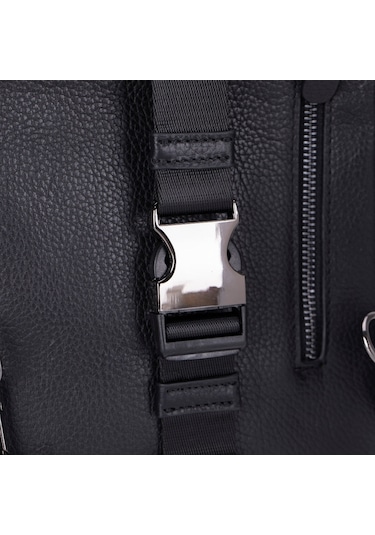 Bloominbag Blake Black Luxe Deri Çapraz Unisex Sırt Çantası Siyah