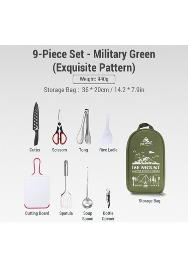 Dancemonkey 9 Parçalık Paslanmaz Çelik Kamp Mutfak Seti - Renkli Seyahat Ekipmanları, Taşınabilir Piknik Aksesuarları Çok Renkli