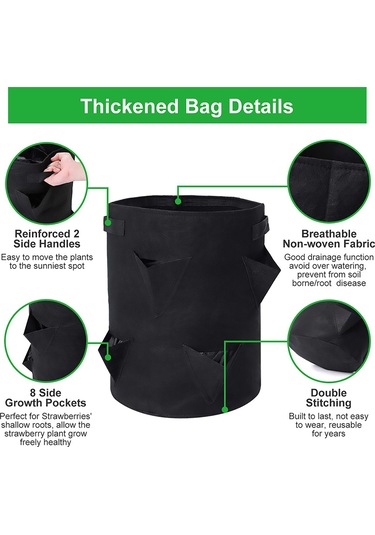 Yifomall 3 Lü Felt Bahçe Bitki Çanta, 23x28cm 18l, Su Geçirmez, Çilek-botanik İçin, Taşınabilir, Ev Bahçesi Balkon Kullanıma Uygun
