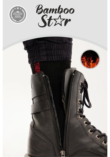 Termal Erkek Çorap Havlu Pamuklu Kışlık Kalın Premium Siyah Uzun Çorap 3lü Çok Renkli