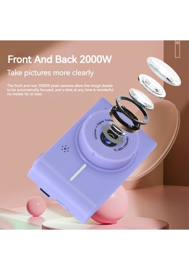 Vkemall Kız Çocukları İçin Pembe 20mp 1080p Dijital Fotoğraf Makinesi - 2.0 İnç Ekran, 8x Zoom, Ön-arka Kameralar, Dahili Pil,  Önerisi