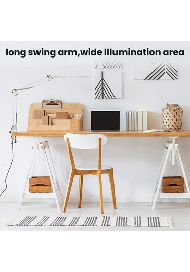 Szypzstore Kelepçeli 2x Led Masa Lambası, 10w Salıncak Kolu Masa Lambası, 3 Aydınlatma Modu, Çalışma, Çizim, Ofis Için Ayarlanabilir Masa Lambası 9g8cw1 Beyaz
