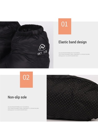 Xindoker Kışlık Isı Sağlayan Su Geçirmez Dışarıda/içeride Kullanıma Uygun Kaymaz Tabanlı Beyaz Ördek Yünlü Ayaklıklar - Mavi L Boy Mavi