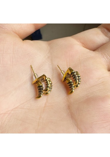 Cadılar Bayramı Dileği Retro Kafatası El Kemiği Küpeler Moda Gotik Koyu Stil Küpeler Antik Altın