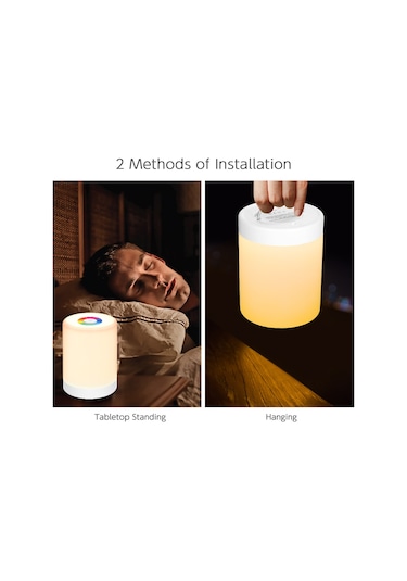 Geeksen Led Yatak Odası Lambası, Dokunmatik Kontrol, 3 Seviye Isınak Beyaz Işık, Rgb Renkli Ambiyans Işığı, Şarj Edilebilir, Duvara Asılabilir/sabitlebilir Beyaz Diğer