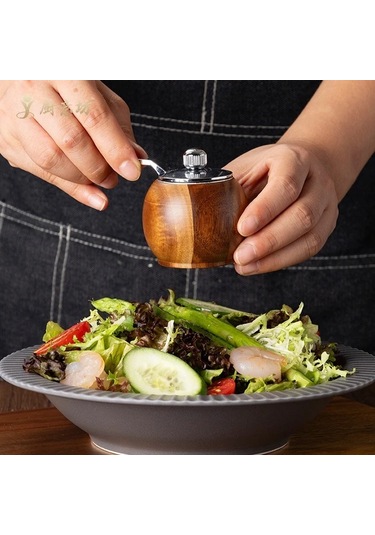 Honeybeeshop 2 Adet Ahşap El Değirmeni İki Set Taban İle El Kolu Deniz Tuzu Biber Makinesi Ayarlanabilir Kalınlık Restoran Mutfak Aletleri