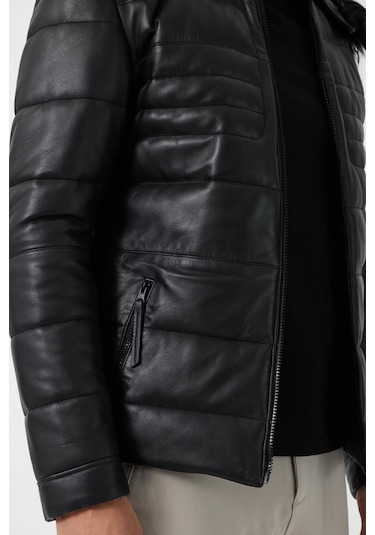 Butto Siyah Erkek Deri Ceket Siyah