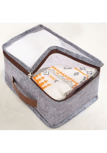 Derili Lüks Keçe 6 lı Bavul Organizer Seyahat Çantası 104522 GRİ