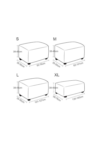 Siyah 4 Boyutları Kadife Dayanıklı Özelleştirilmiş Streç Ayak Dayama Osmanlı Kapak Katlanır Depolamalı Tabure Mobilya Koruyucu Dikdörtgen Slipcover S