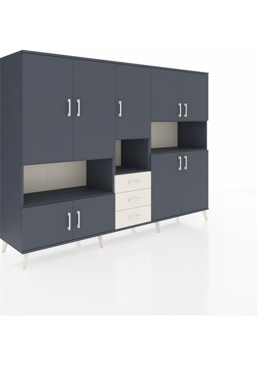 Hyperion Dolap 13 Raflı 3 Çekmeceli 9 Kapaklı 220x44x163 Antrasit Antrasit-antrasit/aytaşı Hyperion Dolap 13 Raflı 3 Çekmeceli 9 Kapaklı 220x44x163 Antrasit Antrasit-antrasit/aytaşı