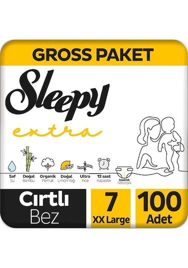 Sleepy Extra Günlük Aktivite Gross Paket Bebek Bezi 7 Numara Xxlarge 100 Adet