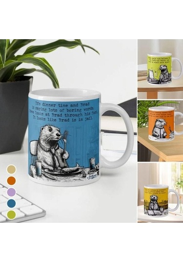 Createtech Steve Kupalar Deniz Otter Çay Bardağı - Seramik Kupa Yaratıcı Komik Kupa Diğer