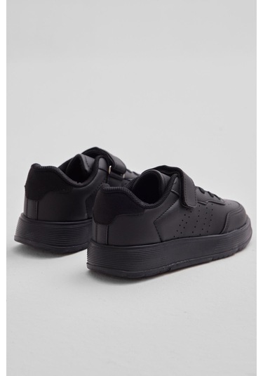 Faylon Hafif Taban Bağcıklı Çocuk Unisex Siyah Günlük Spor Ayakkabı Tbprf010 Siyah