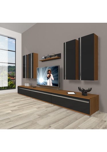 Decoraktiv Eko 8d Mdf Tv Ünitesi Tv Sehpası Ceviz - Siyah
