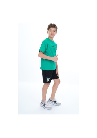 Toontoy Kids Toontoy Erkek Çocuk Baskılı Şortlu Takım Koyu Yeşil
