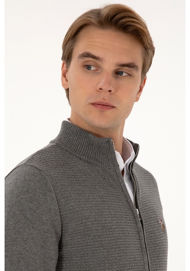 U.s. Polo Assn. Erkek Gri Melanj Hırka Triko 50307800-vr086 Gri Melanj