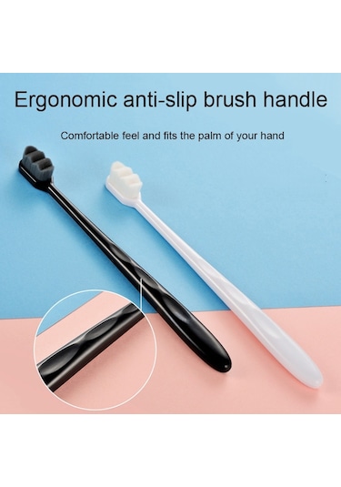 Sones 10 Adet Nano İpek Yumuşak Kıl Bağımsız Paketleme Taşınabilir Çift Diş Fırçası, Özellikler: Beyaz Dalga