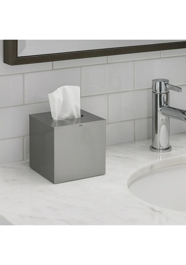 Mendil Kutusu, Kare, 13xh13cm - Parlak Paslanmaz Çelik Parlak Paslanmaz Çelik