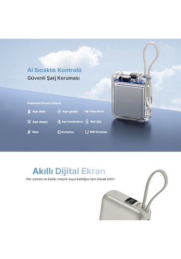 10000mah 35w Powerbank Siyah - Hızlı Şarj - Taşınabilir Güç Kaynağı - Taşınabilir Şarj Cihazı Siyah