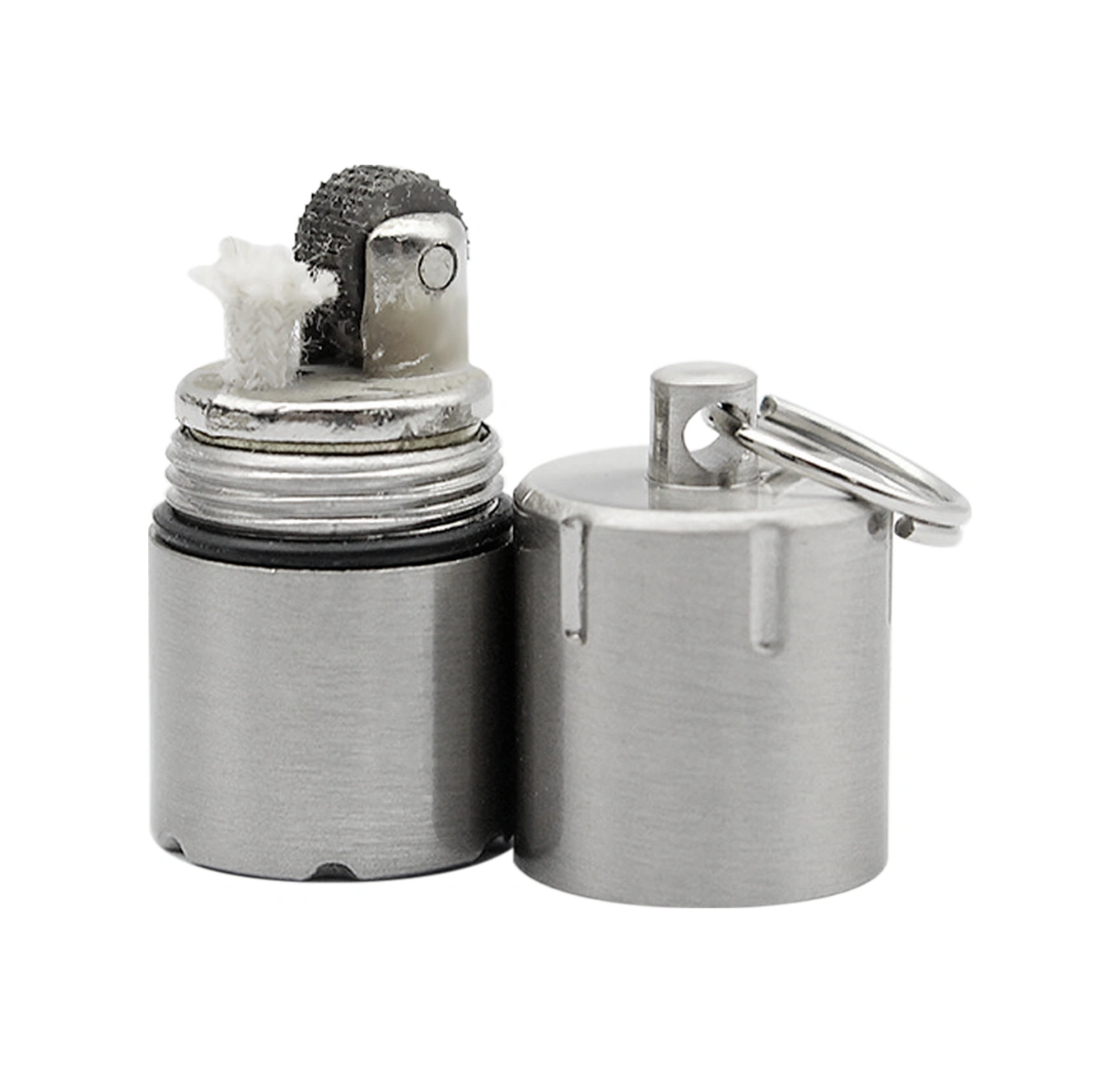 Xindoker Metal Mini Kerosene Çakmak - Dayanıklı Konstruksiyon, Yakıt Saklama, Anahtar Zinciri İlişkilendirilebilir, Gümüş Renk Gümüş