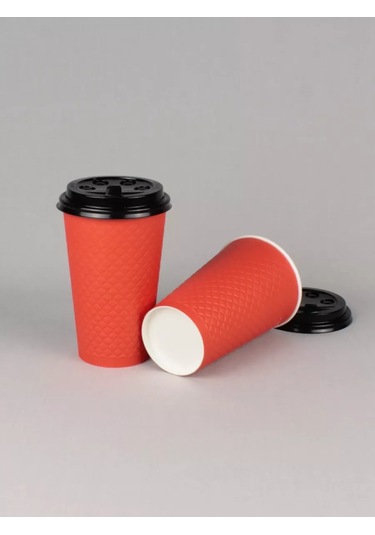 Softhomecraft Kağıt Bardak Çift Katmanlı 400 Ml 25 Adet, Kapaklı 173946805 100 adet